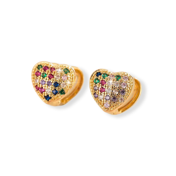 Arete Dorado corazón colores