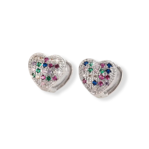 Arete Plateado corazón colores
