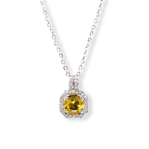 Collar rectangular circonia amarillo