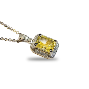 Collar Piedra amarilla cadena chapa de oro